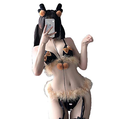 Sexy Bunny Cosplay Dessous Kostüm Set Kawaii Elk Anime Micro Bikini Pelzigen und Slip Japanische Lo