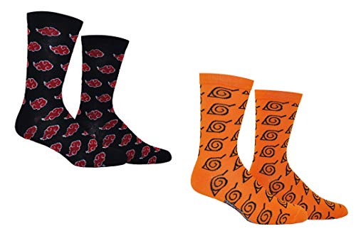 Naruto Shippuden Socken Cosplay (2 Paar) - (1 Größe) Akatsuki Naruto Gifts Crew Socken Damen &
