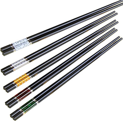 ZITFRI 5 Farben EssStäbchen 5er Set Chopsticks Chinesische Stäbchen Asiatisches Besteck - Hohe Qua