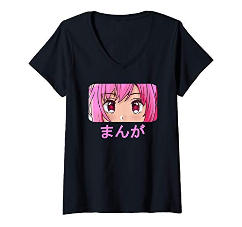 Damen Anime Girl Face Pink Manga Motiv Japan Serien Merch