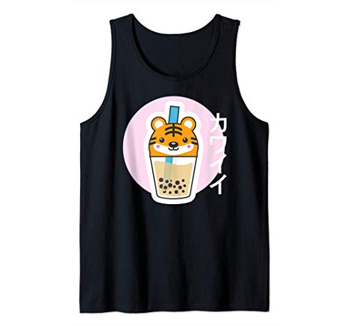 Bubble Boba Tea Kawaii Tiger Japan Anime Manga Tank Top
