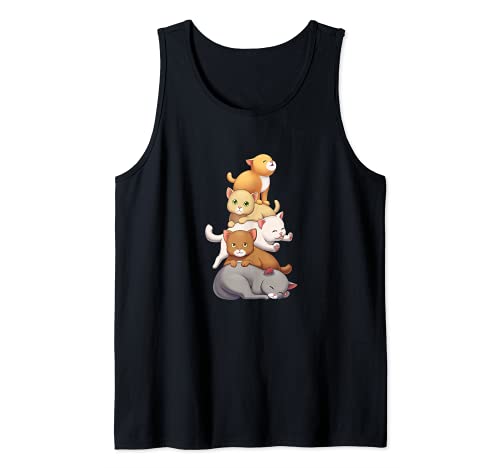 Katze Kawaii Katzen Cute Kitty Pile Anime Neko Tank Top