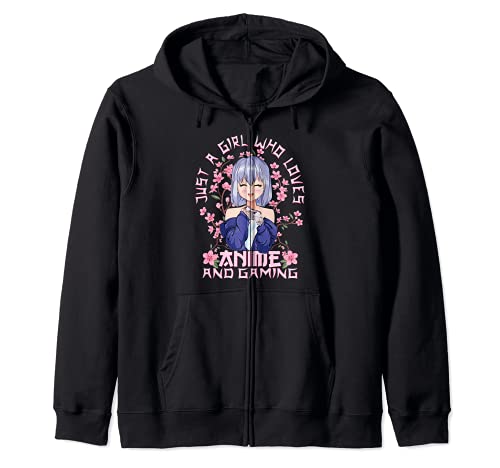 Kitschige Sakura Kirschblüten Gamer Girl Anime Kapuzenjacke