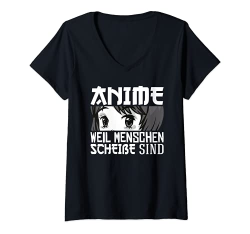 Damen Anime Spruch Waifu Otaku Manga TShirt mit VAusschnitt