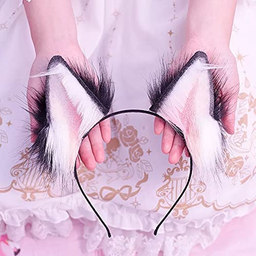 Anime Cosplay handgemachte Tierohren Stirnband Haar Wolfsohren süße Hundeohren Damenkleid kurzes N