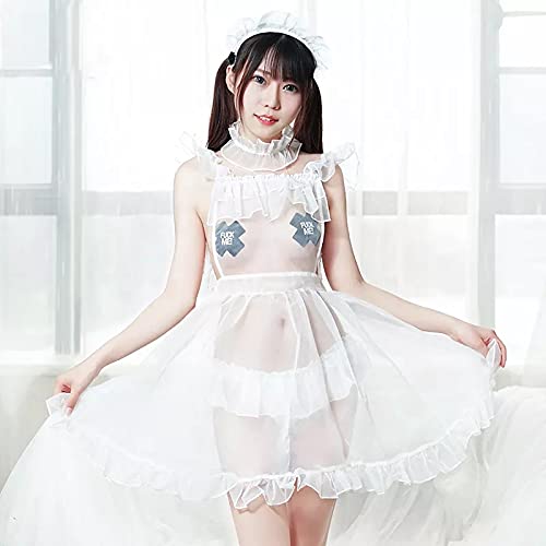 durchsichtiges Dienstmädchen Outfit Uniform Anime Cosplay weißes heiße sexy Spitze Unterwäsche A