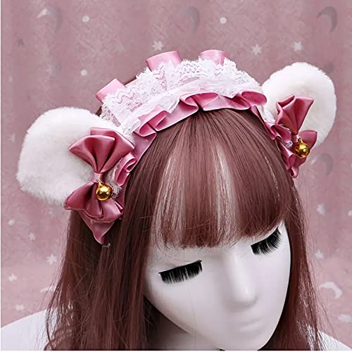 Süßes und Flauschiges Cosplay Stirnband Spitze Bärenohren Haarband Anime Party Kostüm Bowknot Kr