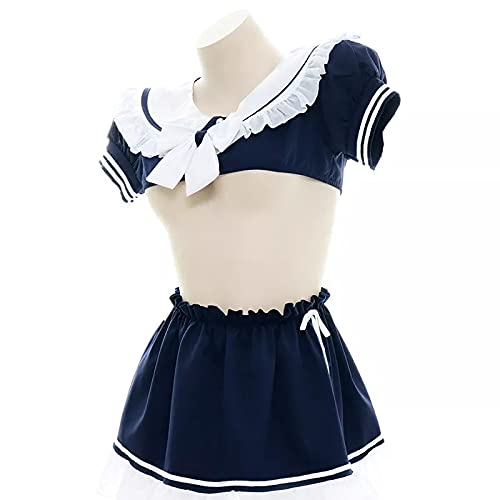 Anime Matrose Schulmädchen Uniform japanische Cosplay Kleid Rock transparente Strümpfe sexy Dessou