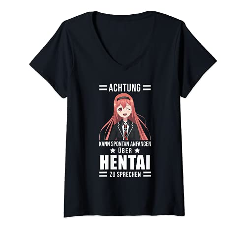 Damen Hentai Anime Meme TShirt mit VAusschnitt