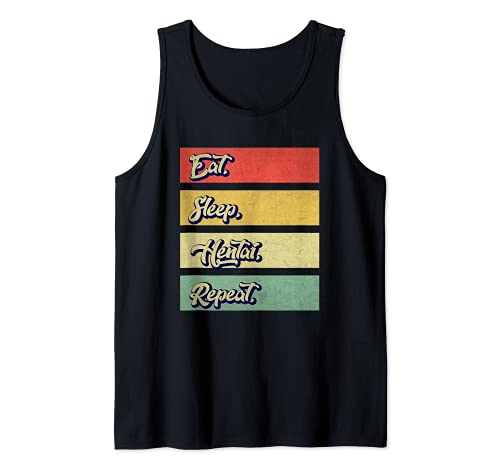 Eat Sleep Hentai Repeat Funny Anime Retro Vintage Tank Top