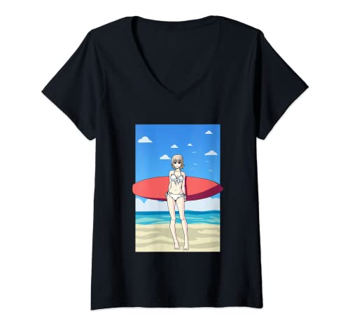 Damen Surfer Anime Girl Surfbrett Retro Bikini Surfen Otaku