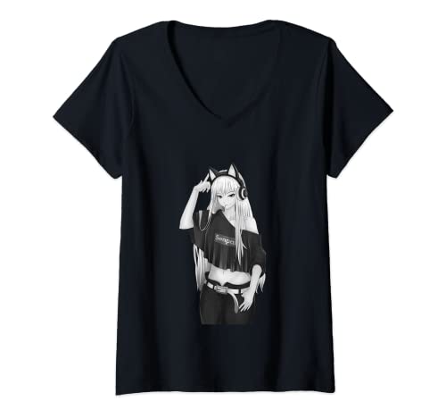 Damen Ecchi Anime Girl Waifu Otakus TShirt mit VAusschnitt