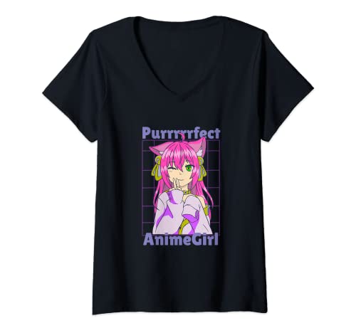 Damen Purfect Anime Neko Girl Waifu Lustiges Weeb Tee