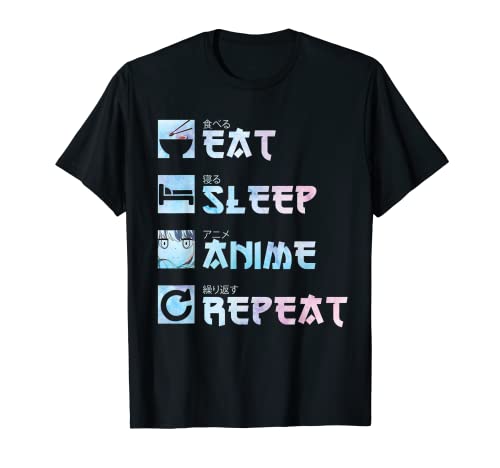 Eat Sleep Anime Repeat Shirt Aquarell Stil Merch TShirt