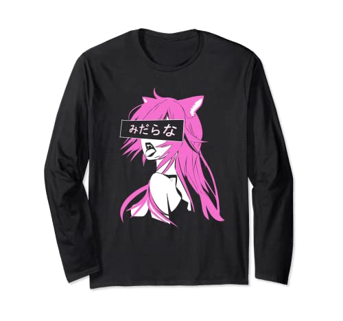 Lewd Neko Sad Cat Girl Anime Waifu Manga mit rosa Haaren