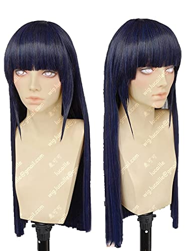Anime Wigs Hyuga Hinata Perücke, lang, glatt, mit Perückenkappe