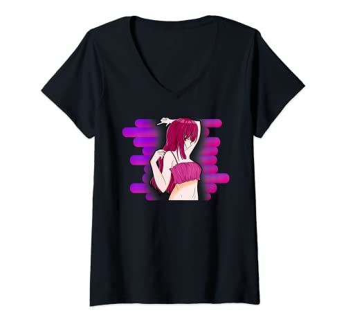 Damen Otaku Waifu Anime TShirt mit VAusschnitt
