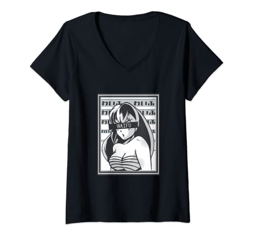 Damen Anime Girl Waifu Manga Otaku TShirt mit VAusschnitt