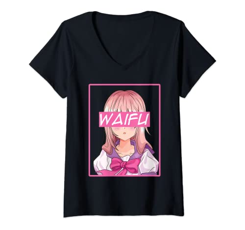Damen Waifu Anime Animes Fashion T-Shirt mit V-Ausschnitt