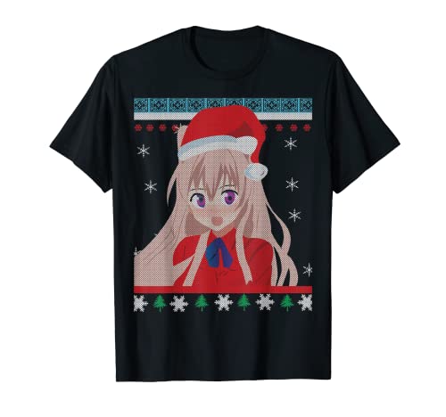 Chibi Anime Waifu Wünscht Frohe Ugly Christmas TShirt