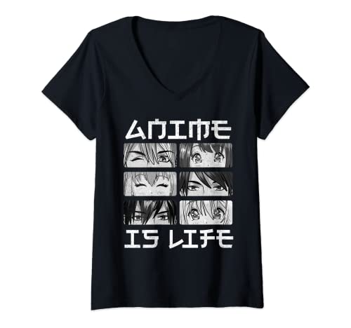 Damen Anime is Life Junge Waifu Manga Lover Merch Otaku T-Shirt mit V-Ausschnitt