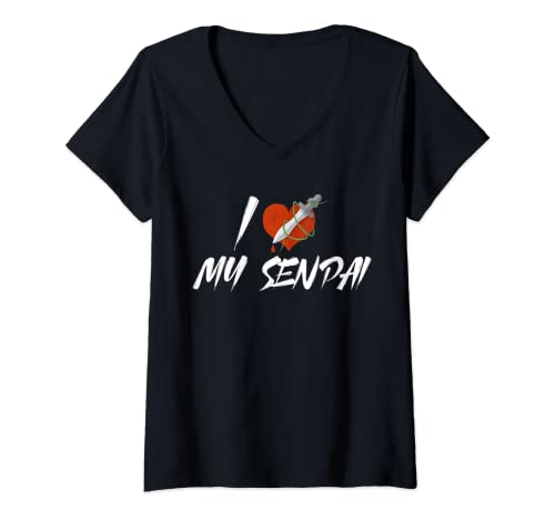 Damen Love Senpai sexy Hentai Episode Schwert Anime Top T-Shirt mit V-Ausschnitt