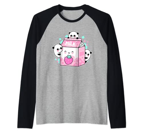 Kawaii T-Shirt r Pandabär Erdbeere Milch Shirt Raglan