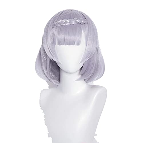 Noelle Cosplay Genshin Impact Perücke 35cm Silber Lila Anime Perücken Hitzebeständig Synthetische