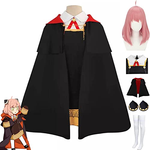 Anime Spy Family Anya Forger Cosplay Kostüm Outfit Schwarzes Kleid Uniform Umhang Full Set Hallowee