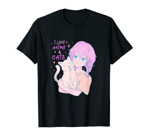 Love Anime and Cats Japan Otaku Girl T-Shirt