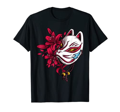 Kitsune Maske Japan Anime Kumiho Neunschwänziger Fuchs T-Shirt