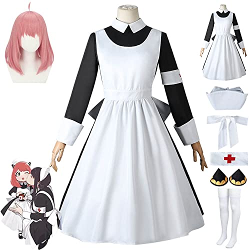 Anime Spion Familie Anya Forger Cosplay Kostüm Outfit Yor Schwarz Weiß Kleid Uniform Full Set Hall