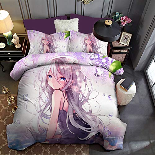 Wnmbmg Anime Pretty Girl und Anime-Fan-Haushalt Bettwäsche 3-teiliges Set mit Reißverschluss, japa