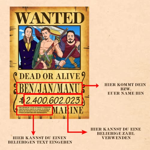 ALBALINO – Personalisiertes One Piece Wanted Poster mit – Bild 3