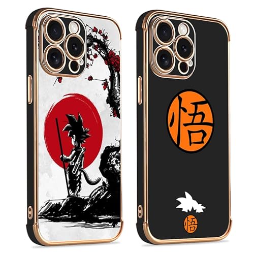 2 Stück Handyhülle Apple iPhone 15 Hülle 6.1 Zoll, Anime Dragon Ball Goku Super Saiyan Manga Jung
