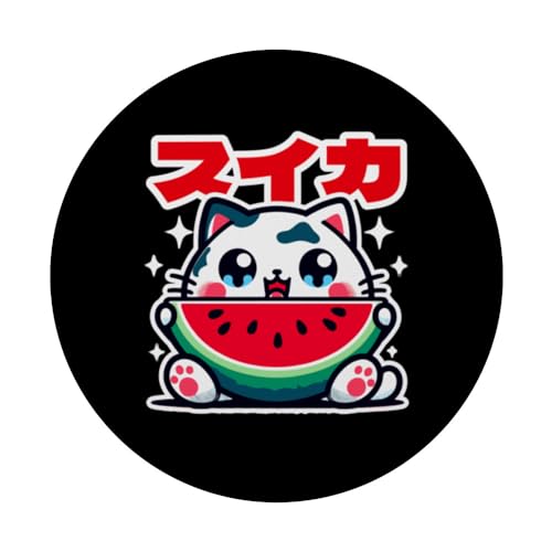 90er Jahre Wassermelone Cute Anime Kawaii Katze Kätzchen Otaku PopSockets mit austauschbarem PopGri