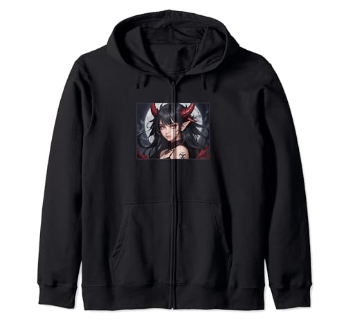 Anime Girl She Devil Dämonin Teufelin yandere Kapuzenjacke