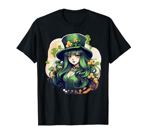 Anime Waifu Saint Patricks Day Kobold Irish Folklore T-Shirt