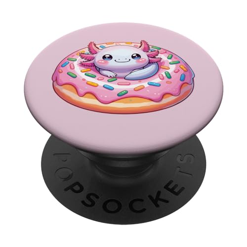 Axolotl im süßen Donut lustiges Fastfood PopSockets mit austauschbarem PopGrip