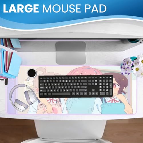 Mousepad Gaming XXL Süßes Waifu Heimbüro Pad 14 Beleuchtungsmodi Anime