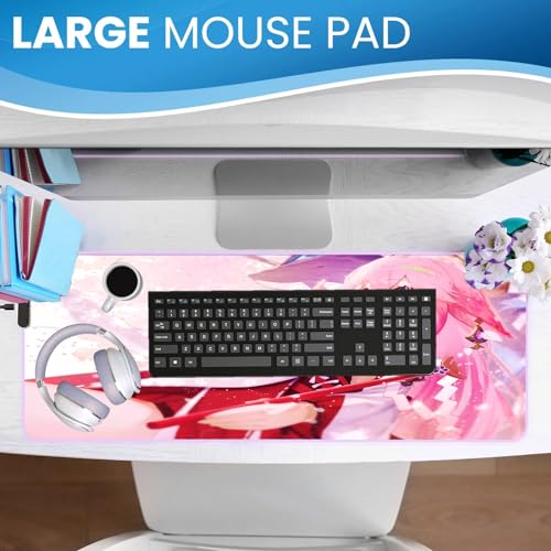 Mousepad Gaming groß Süßes Waifu Anime XXL Druck Pad 14 Beleuchtungsmodi Tastaturmatte