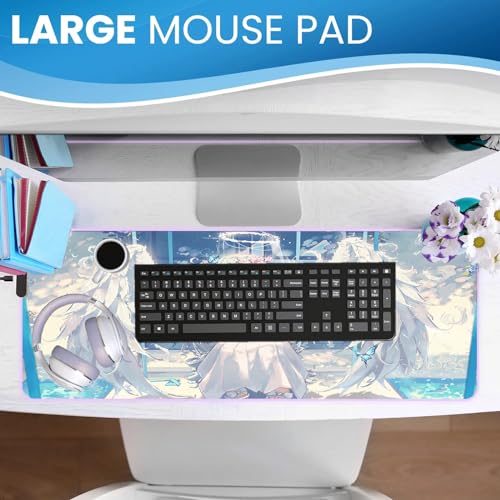 Mousepad Gaming groß Süßes Waifu Tischset XXL Oberflächenoptimierung Tastaturmatte Gummibasis An