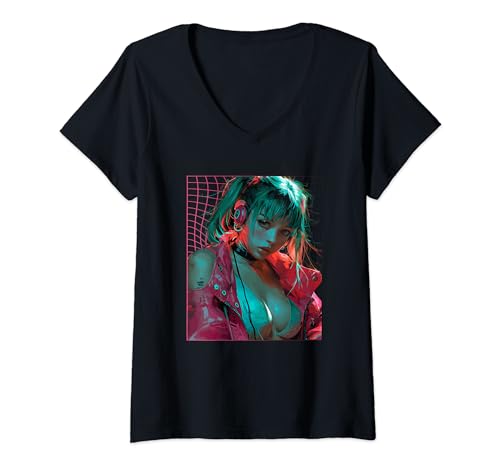 Damen Anime Hentai TShirt mit VAusschnitt