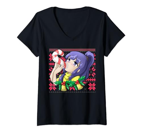 Damen Ugly Christmas Otaku Ahegao Ecchi Etchi Hentai TShirt