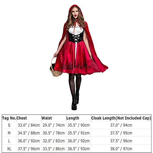 Damen Rotkäppchen Kostüm mit Umhang Märchen Prinzessin Party Cosplay Fasching Karneval Halloween 