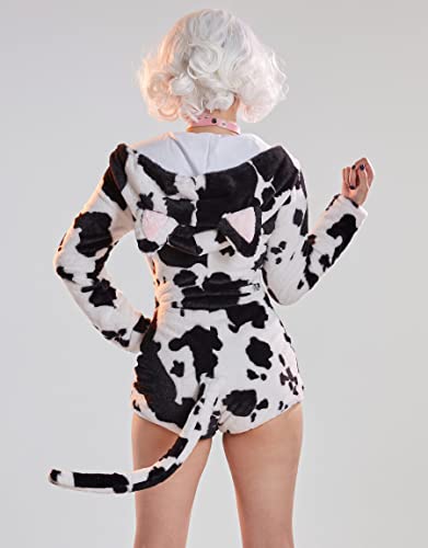 Body Langarm Overall Sexy Onesie Pyjama Suits Kuh Kleidung Bodycon Schwarz Weiß, schwarz/weiß, 42