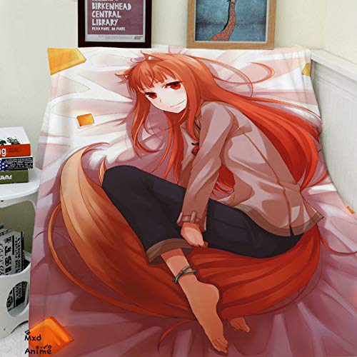 Spice and Wolf Anime Super Soft Throw Blankets Coral Flanell Blanket for Bed Plane Travel