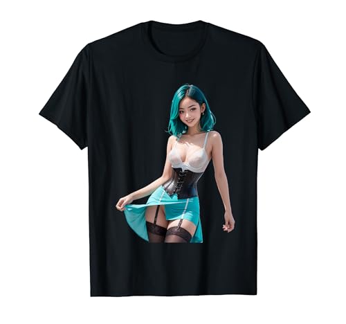 sexy Anime Manga Waifu Hosenträger weibliches Porträt T-Shirt