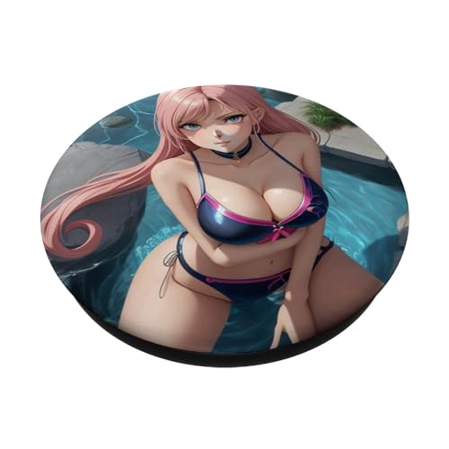 r sexy Anime Manga Waifu Bikini Badende Portrait PopSockets mit austauschbarem PopGrip