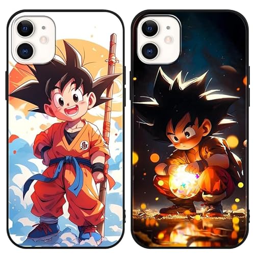 2 Stück Handyhülle Apple iPhone 12 Mini Hülle 5.4 Zoll, Anime Dragonball Super Goku Saiyan Manga 